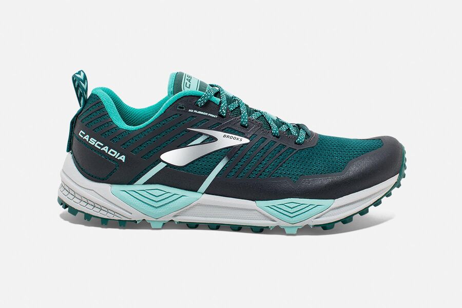 Brooks Cascadia 13 Womens Australia - Trail Running Shoes - Turquoise/Grey (343-XZEBF)